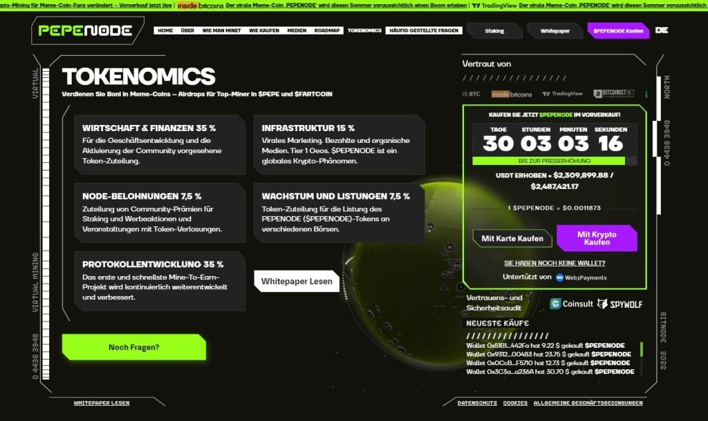 Pepenode (PEPENODE) im Presale: Tokenomics und Transparenz
