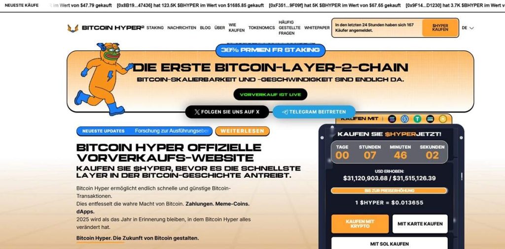 Bitcoin Hyper (HYPER) Spekulative Wette auf das Bitcoin-Ökosystem