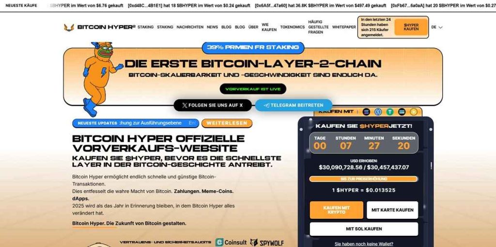 Spotlight Bitcoin Hyper (HYPER) als ergänzende Option
